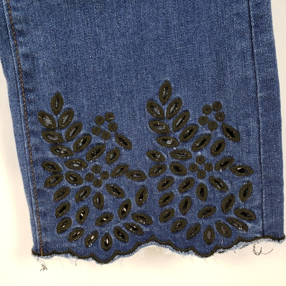 Ann Talor High Rise Eyelet Flare Crop Jeans - Picture 5 of 7